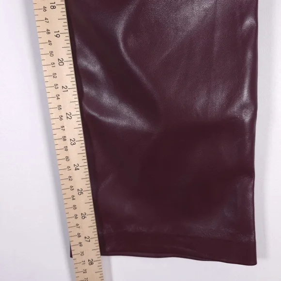JOIE LIMITED EDITION Faux Leather Straight Pants Style JEI000 Burgundy Size 6